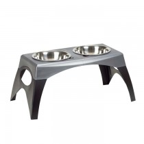 Bergan Elevated Feeder Black/Gray Medium 9.66" x 18.18" x 8.05" - BER-88142