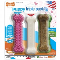 Nylabone Puppy Chew Toy and Treat Triple Pack Regular Pink