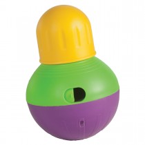 Starmark Dog Treat Dispensing Bob-A-Lot Small Yellow/Green/Purple 6.4" x 4" x 4"