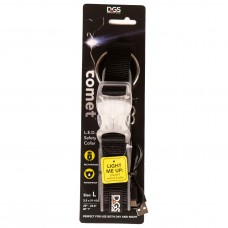 DGS Pet Products Comet Rechargeable Light Up Dog Collar Large Black 20" - 25" x 1"