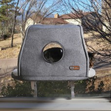 K&H Pet Products Universal Mounted Kitty Sill with Hood Gray 14'' x 24'' x 7''