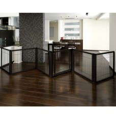 Richell Convertible Elite Pet Gate 6 Panel Black 197.5" x 0.8" x 31.5" - R94188