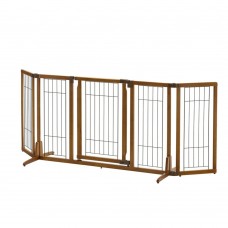 Richell Wide Premium Plus Freestanding Pet Gate with Door Brown 55.1" - 84.3" x 20.5" - 26" x 32" - R94904